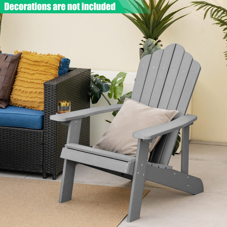 2 Pieces Adirondack Chair Set with Ergonomic Design for Porch and Backyard