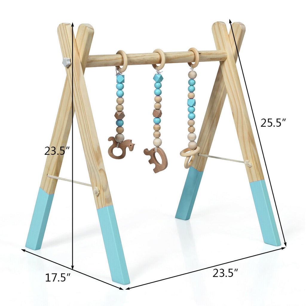 Wooden Baby Play Center with 3 Hanging Toys