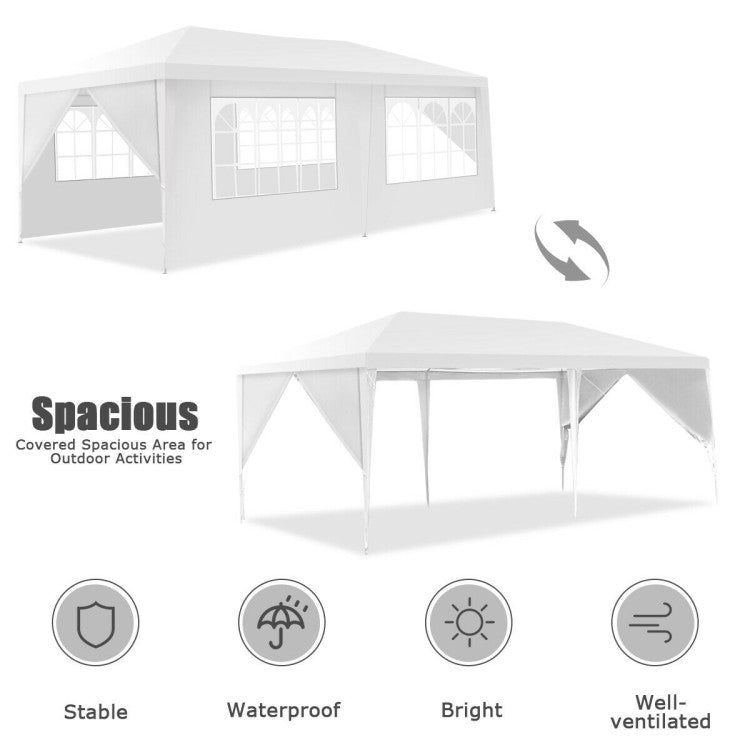 Outdoor 10 x 20 Feet 6 Sidewalls Canopy Tent with Carry Bag