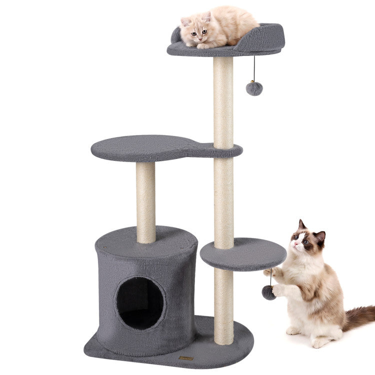 New 43" Cat Tree for Indoor Cats with Comfy Plush Perches and Sisal Scratching Posts