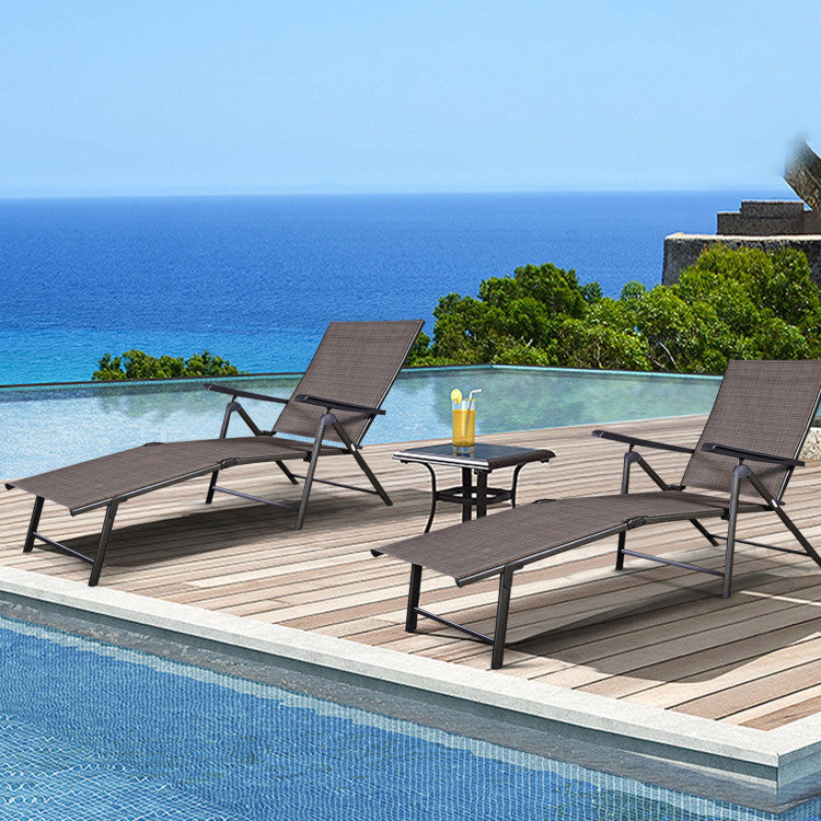 Outdoor Adjustable Chaise Lounge Chair with 5 Reclining Positions ( 1 Lounge Chaise)