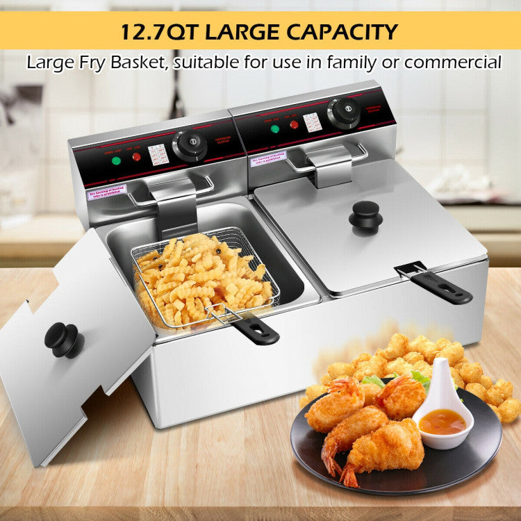 Kitchen Appliance - 3400W Dual Tank Electric Countertop Deep Fryer