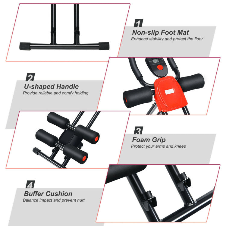 Fitness Foldable Adjustable Core Abdominal Trainer with 3 Adjustable Resistance and LCD Display