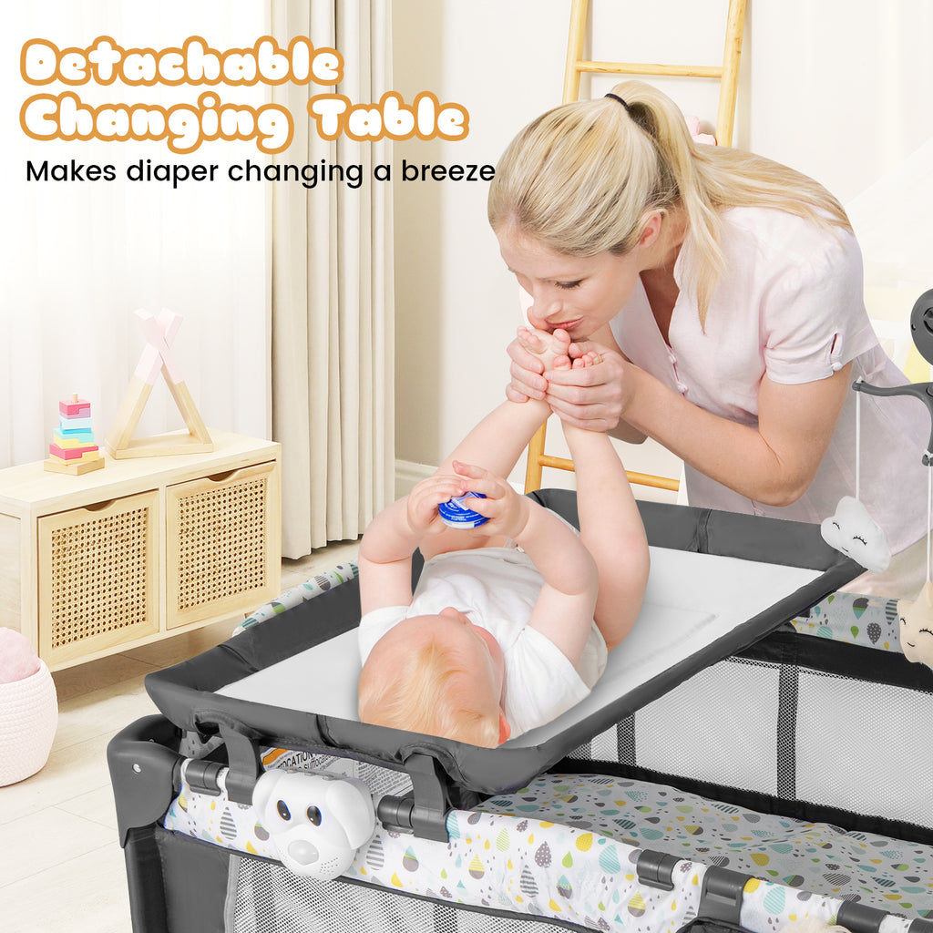 Multi-Functional Baby Playpen with Removable Changing Table