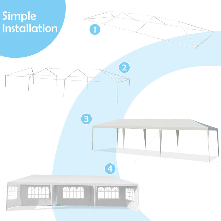 Outdoor 10 x 30 Feet Canopy Tent with 5 Removable Sidewalls for Party Wedding