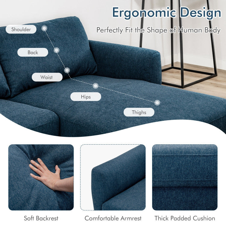 Home L-Shaped Fabric Sectional Sofa with Chaise Lounge and Solid Wood Legs