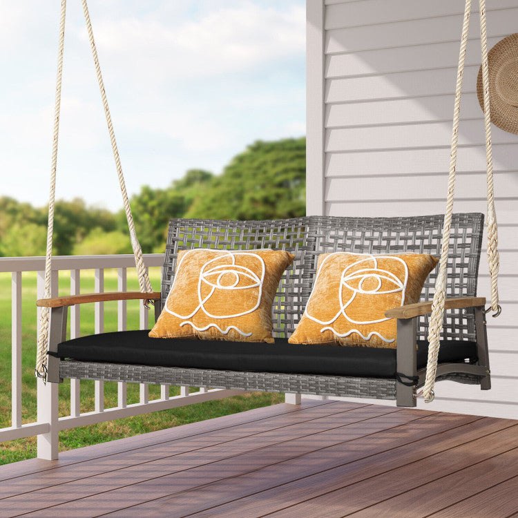Outdoor 2-Person Patio Wicker Hanging Swing Chair