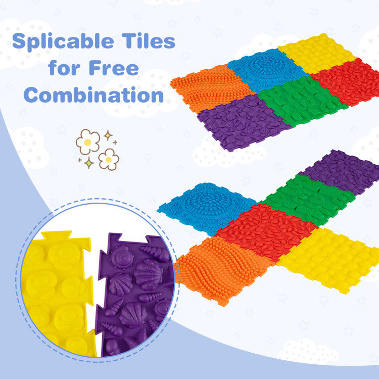 6 PCS Interlocking Sensory Mats with Rich Colors for Kids Adults