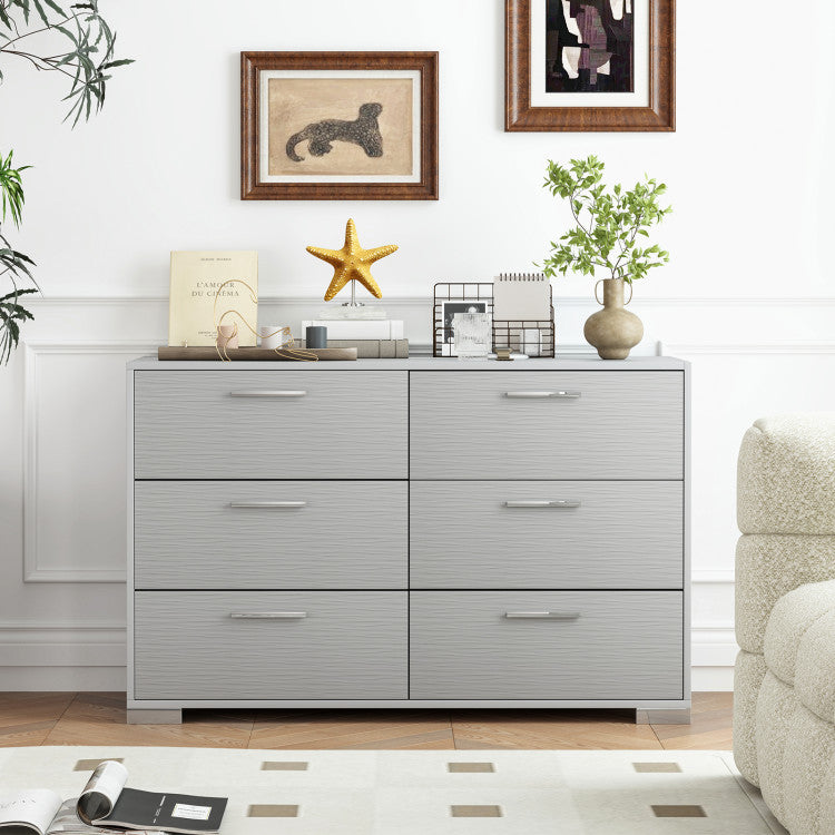 Home 6 Drawer Storage Cabinet with Metal Legs Handles with Anti-Toppling Devices