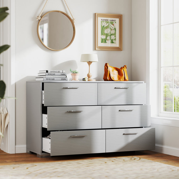 Home 6 Drawer Storage Cabinet with Metal Legs Handles with Anti-Toppling Devices