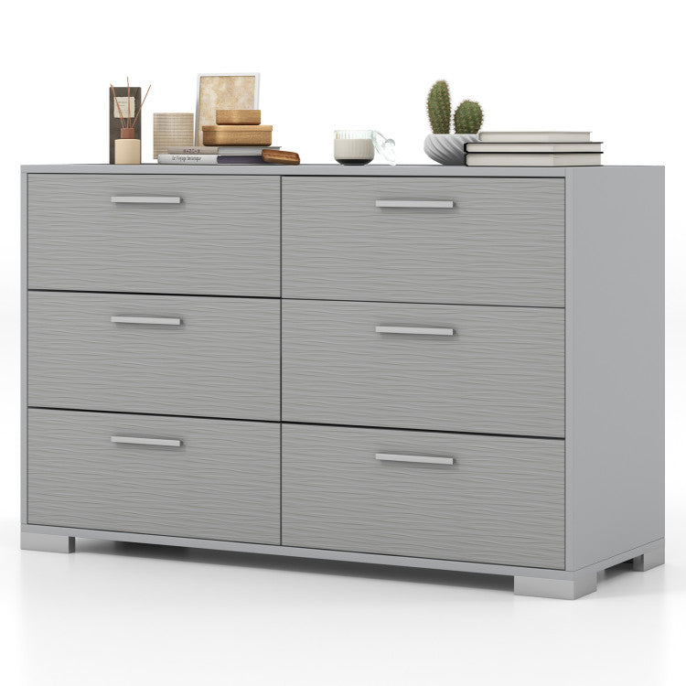 Home 6 Drawer Storage Cabinet with Metal Legs Handles with Anti-Toppling Devices