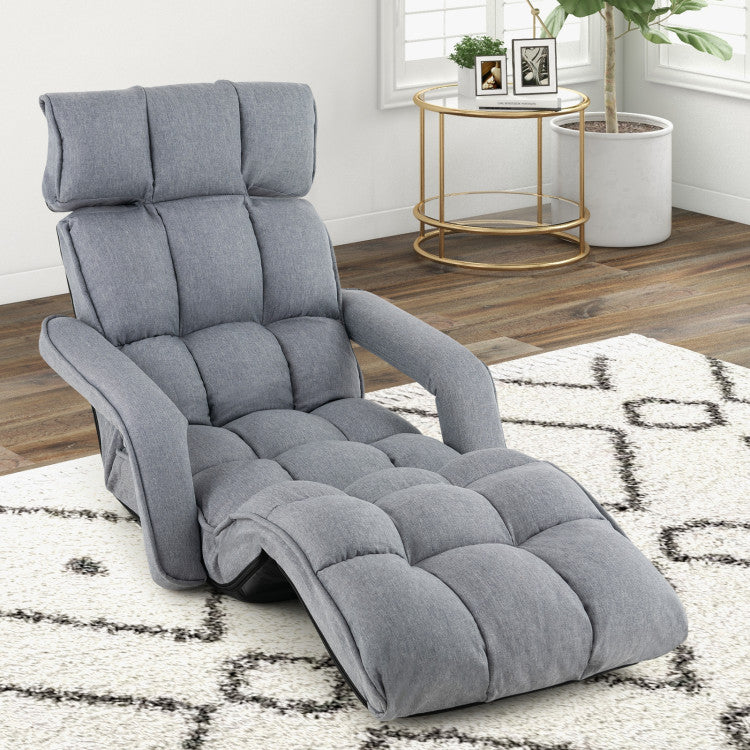 Home 6-Position Adjustable Floor Chair with Adjustable Armrests and Footrest