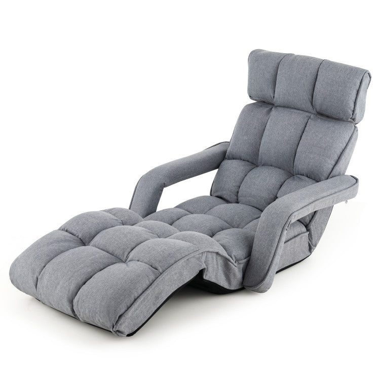 Home 6-Position Adjustable Floor Chair with Adjustable Armrests and Footrest