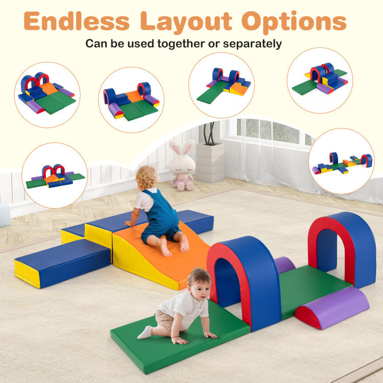 10-Piece Foam Climbing Blocks Soft PU Leather Play Gym Lightweight Baby Climber Structures