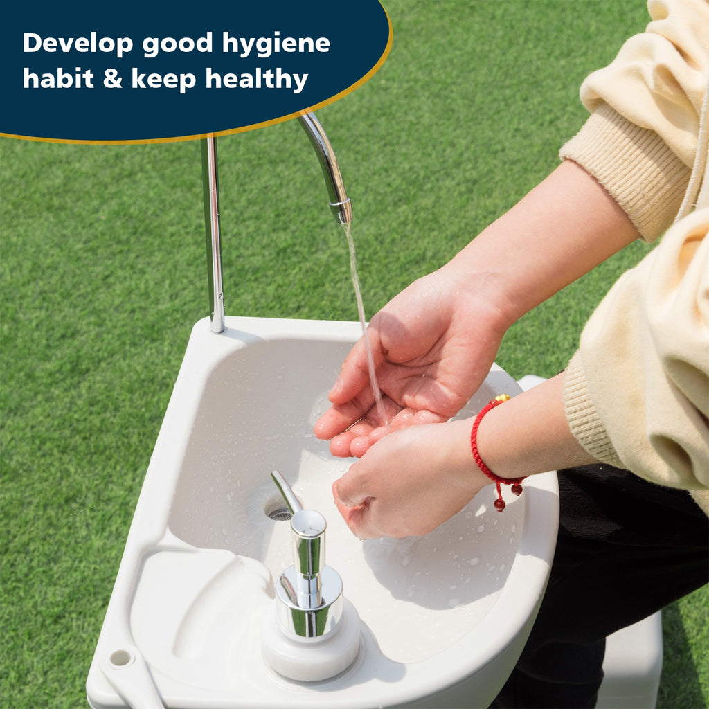 Outdoor Camping Hand Wash Station Basin Stand with 4.5 Gallon Tank