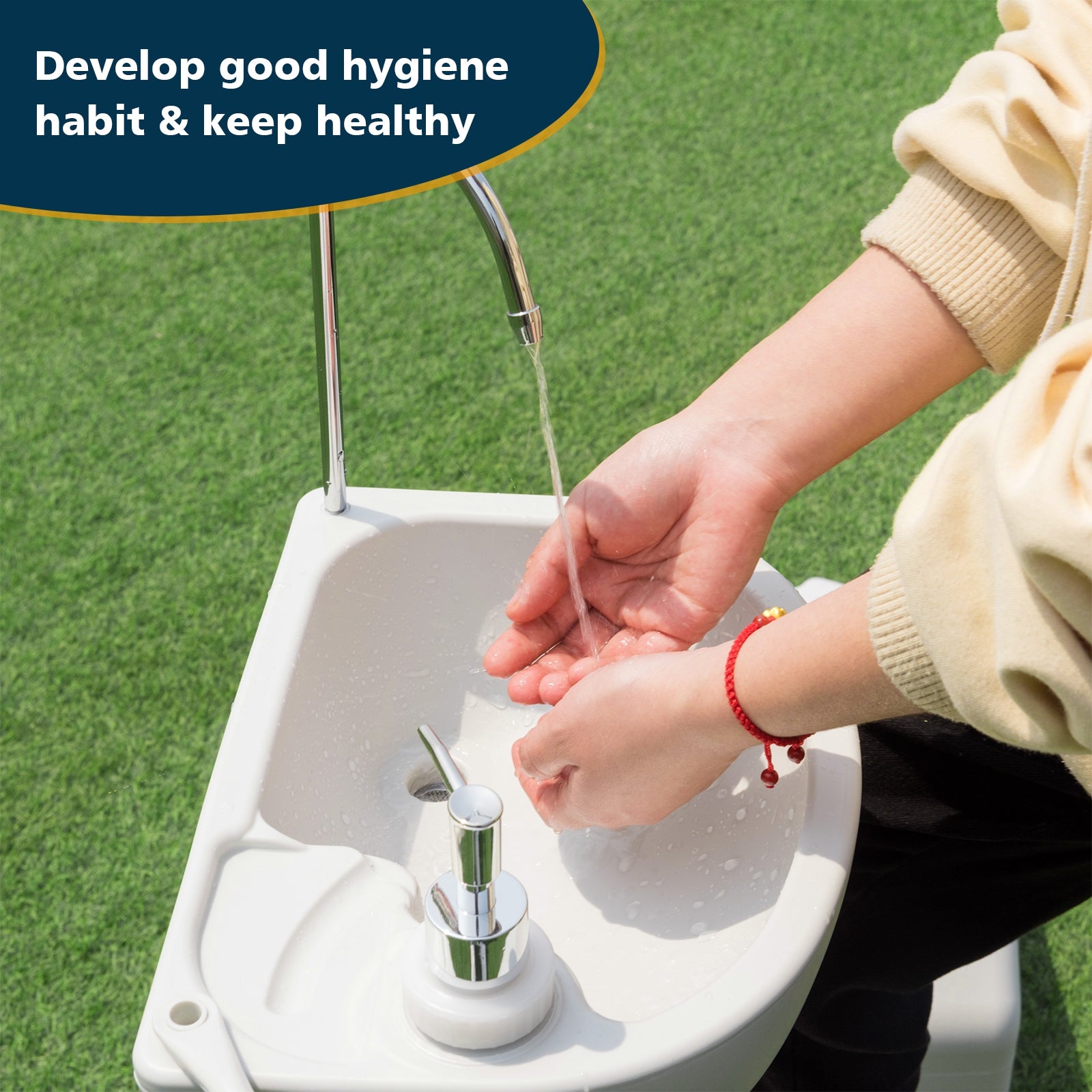 Outdoor Camping Hand Wash Station Basin Stand with 4.5 Gallon Tank