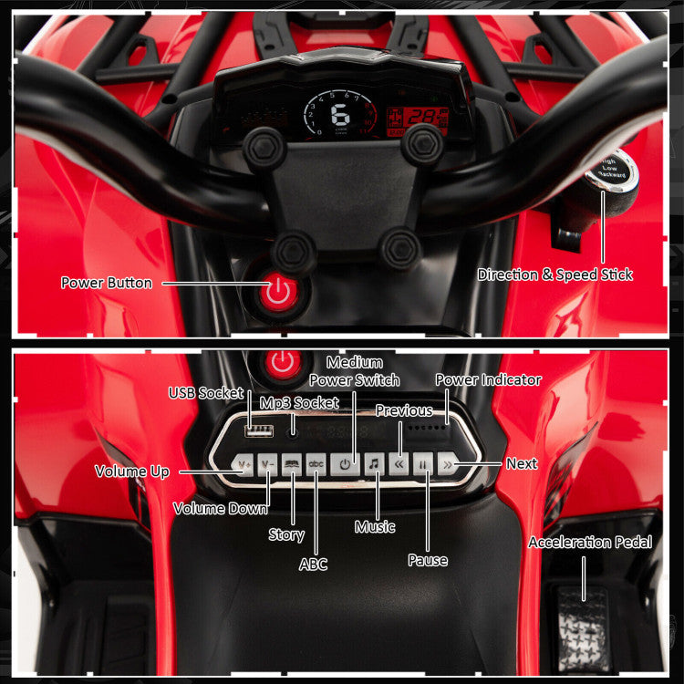 12V Kids Ride On ATV 4 Wheeler with MP3 and Headlights