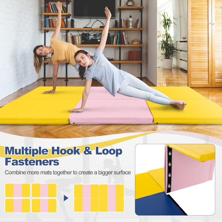 Fitness 6 x 2 FT Tri-Fold Gym Mat with Handles and Removable Zippered Cover