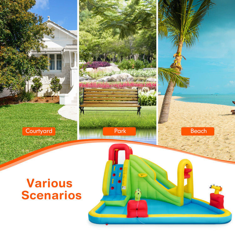 Outdoor Kids Inflatable Splash Jump Slide Water Bounce without Blower