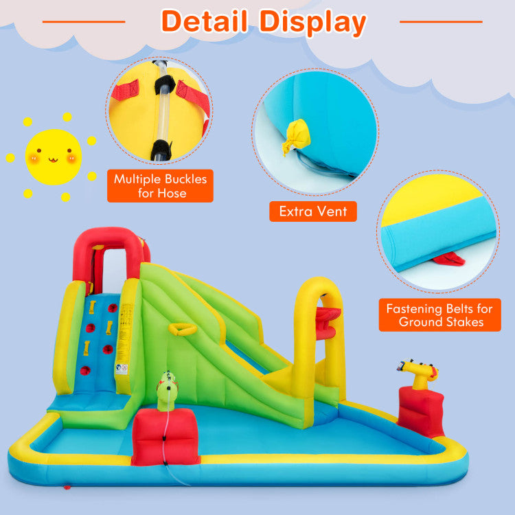 Outdoor Kids Inflatable Splash Jump Slide Water Bounce without Blower