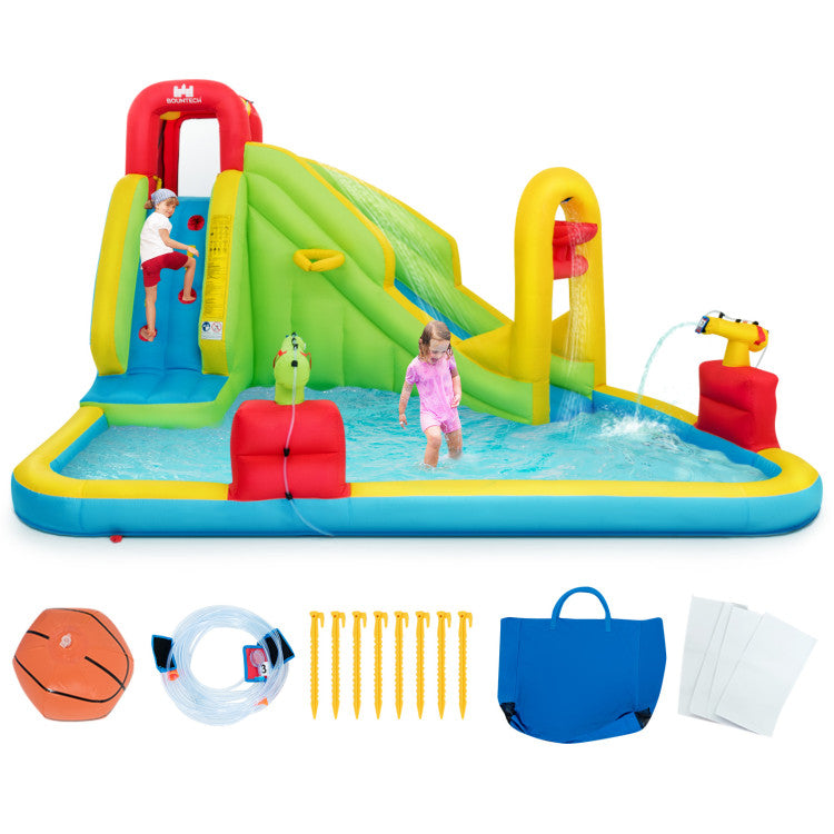 Outdoor Kids Inflatable Splash Jump Slide Water Bounce without Blower