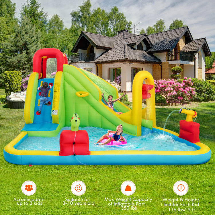 Outdoor Kids Inflatable Splash Jump Slide Water Bounce without Blower