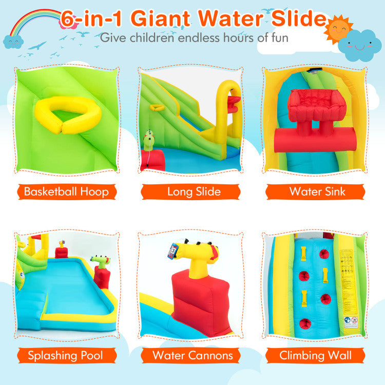Outdoor Kids Inflatable Splash Jump Slide Water Bounce without Blower