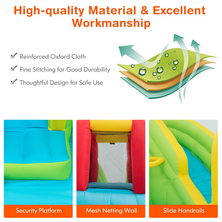 Outdoor Kids Inflatable Splash Jump Slide Water Bounce without Blower