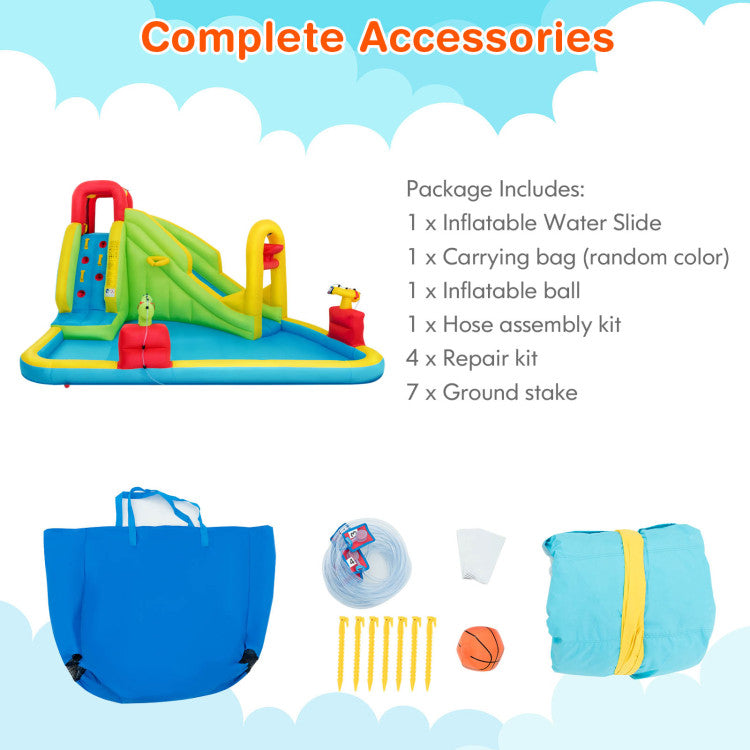 Outdoor Kids Inflatable Splash Jump Slide Water Bounce without Blower