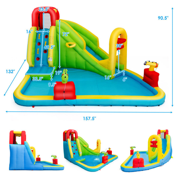 Outdoor Kids Inflatable Splash Jump Slide Water Bounce without Blower