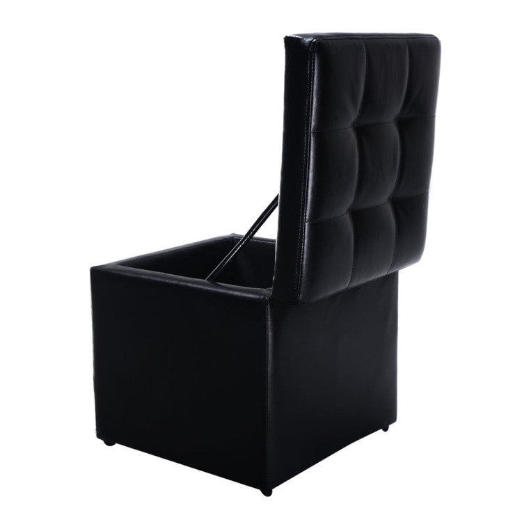 Home 16 Inch Ottoman Pouffe with Hinge Top for Storage