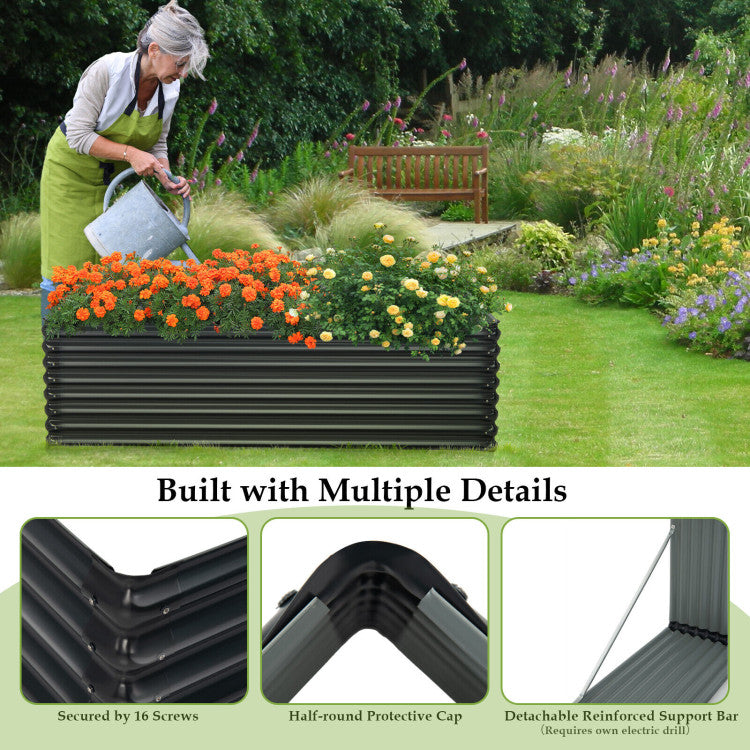 Outdoor 71 Inch Galvanized Metal Raised Garden Bed for Garden Backyard