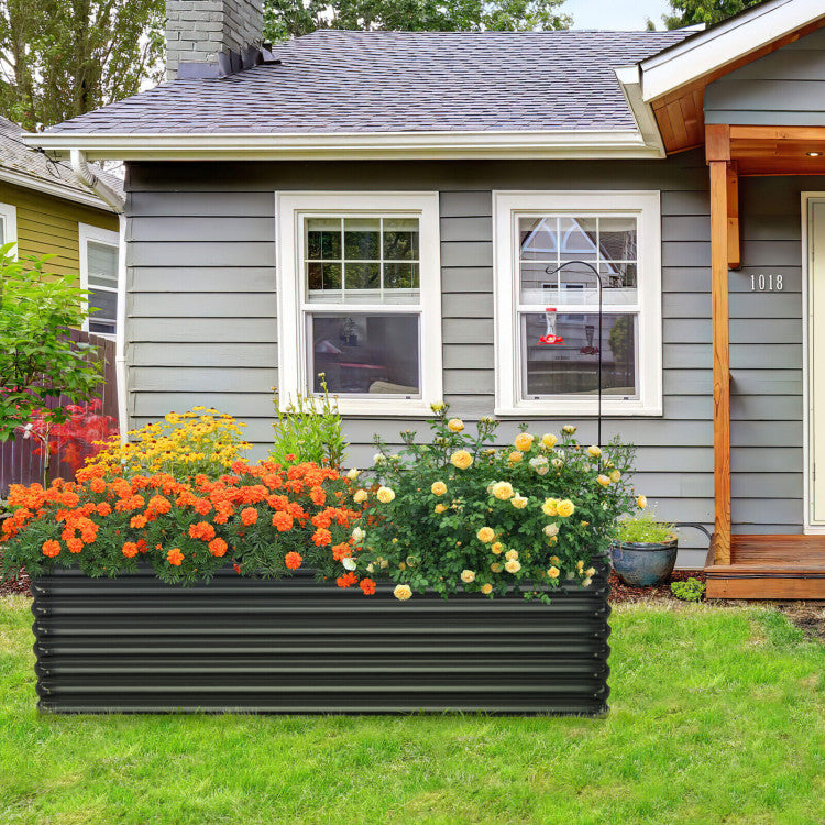 Outdoor 71 Inch Galvanized Metal Raised Garden Bed for Garden Backyard