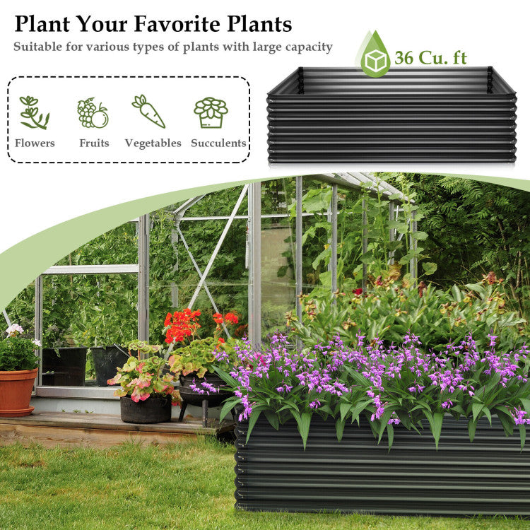 Outdoor 71 Inch Galvanized Metal Raised Garden Bed for Garden Backyard