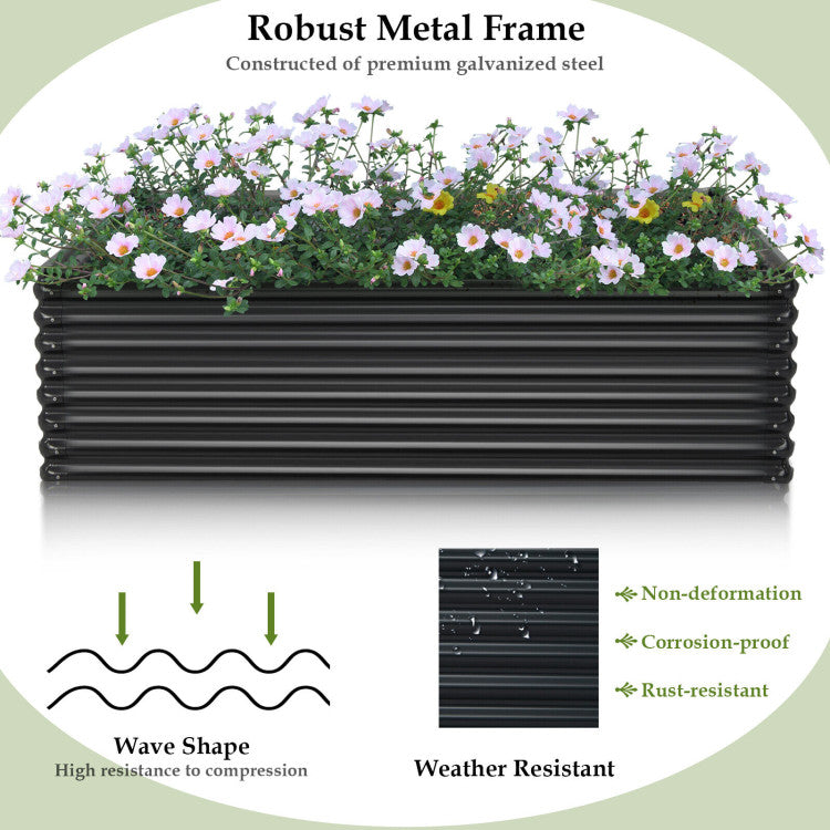 Outdoor 71 Inch Galvanized Metal Raised Garden Bed for Garden Backyard