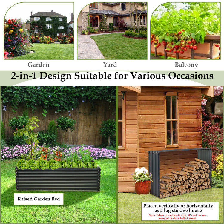 Outdoor 71 Inch Galvanized Metal Raised Garden Bed for Garden Backyard