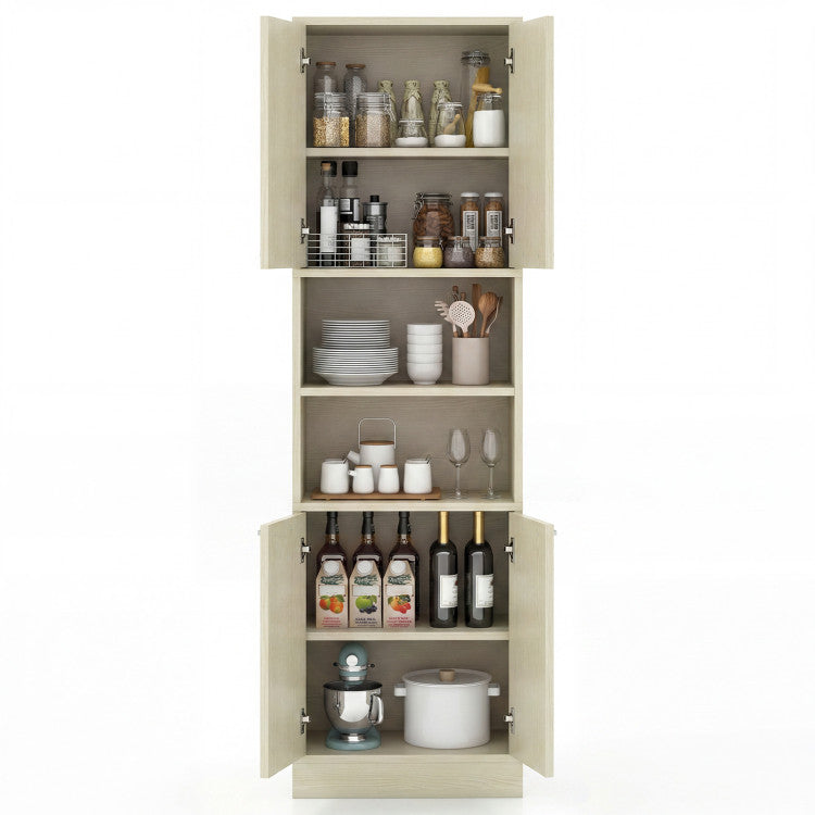 Home 75 Inch Kitchen Pantry Cabinet Tall Cupboard with Doors and Shelves