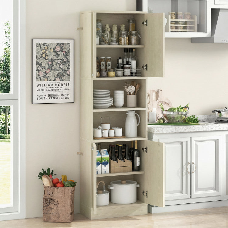 Home 75 Inch Kitchen Pantry Cabinet Tall Cupboard with Doors and Shelves
