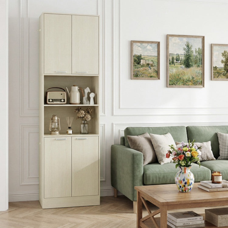 Home 75 Inch Kitchen Pantry Cabinet Tall Cupboard with Doors and Shelves