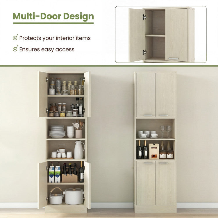 Home 75 Inch Kitchen Pantry Cabinet Tall Cupboard with Doors and Shelves