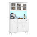 Home 77 Inches Kitchen Pantry Storage Cabinet with LED Lights and Power Outlets
