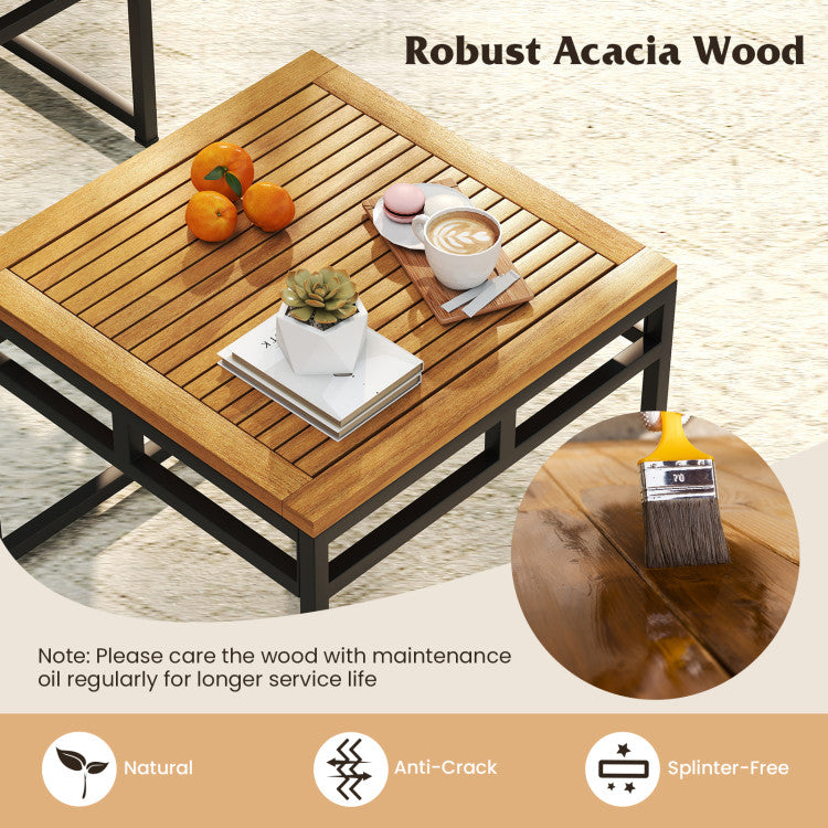 Outdoor 4 Pieces Patio L-Shaped Sofa Set with Cushions and Side Table
