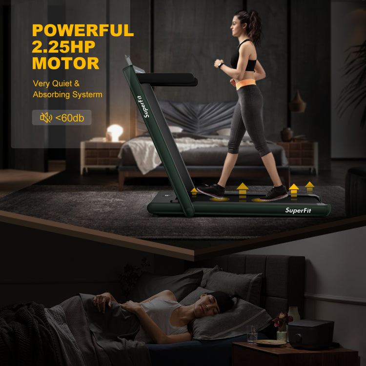 Fitness 2.25 HP 2-in-1 Folding Walking Pad Treadmill with Dual Display and App Control