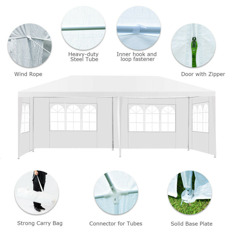 Outdoor 10 x 20 Feet 6 Sidewalls Canopy Tent with Carry Bag