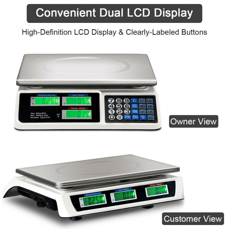 Kitchen Appliance 66 lbs Electronic Price Computing Scale with LCD Screen Display