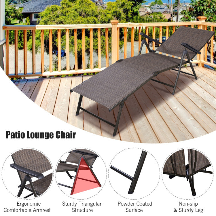Outdoor Adjustable Chaise Lounge Chair with 5 Reclining Positions ( 1 Lounge Chaise)