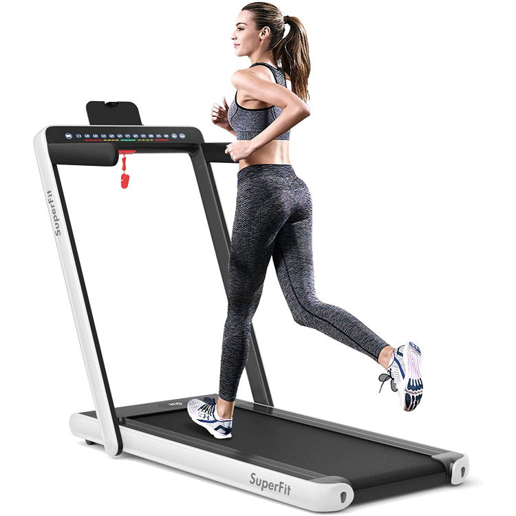 Fitness 2.25 HP 2-in-1 Folding Walking Pad Treadmill with Dual Display and App Control