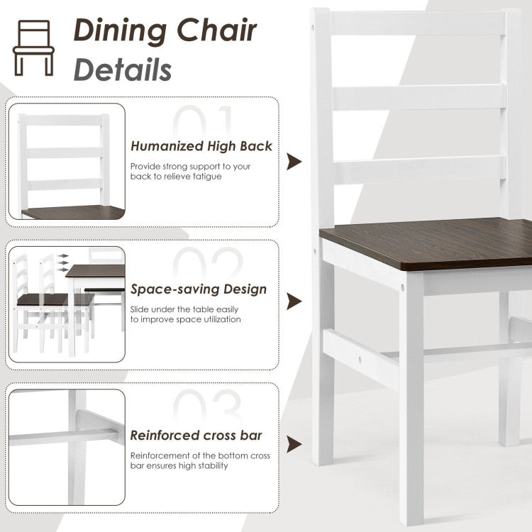 Modern 5-Piece Dining Set for 4 with Rubber Wood Legs for Small Dining Room