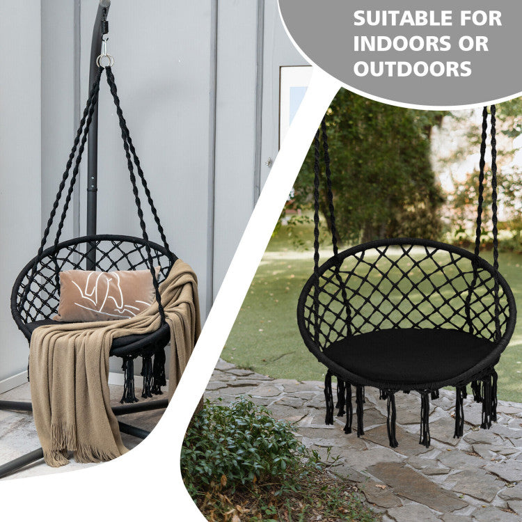 Outdoor Cushioned Hammock Swing Chair with Hanging Kit