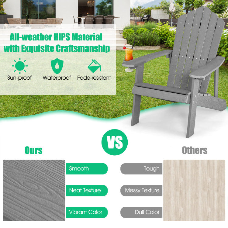 2 Pieces Adirondack Chair Set with Ergonomic Design for Porch and Backyard